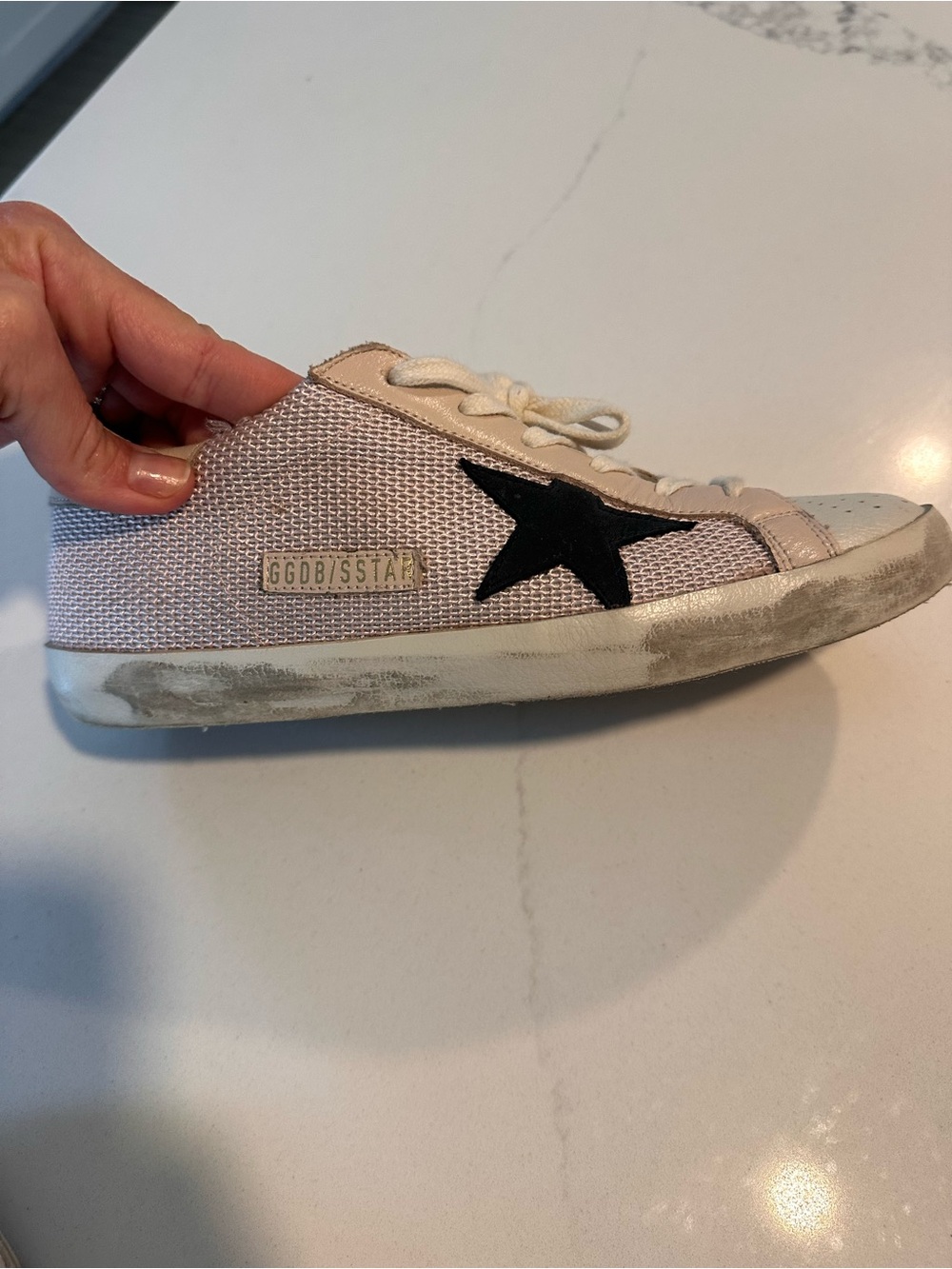 Golden Goose Beige Canvas Sneakers with Black Star - Picture 5 of 5